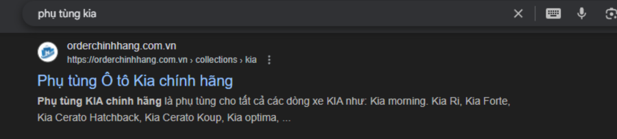 TOP Google - Phụ tùng Kia